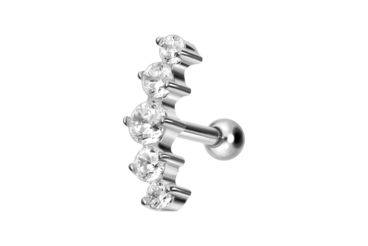 Titan Ohrpiercing mit Innengewinde 5 EINGEFASSTE KRISTALLE